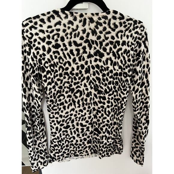 Ann Taylor Womens S Animal Print Silk Blend Cardi Sweater Sophisticated Sexy - Picture 6 of 6
